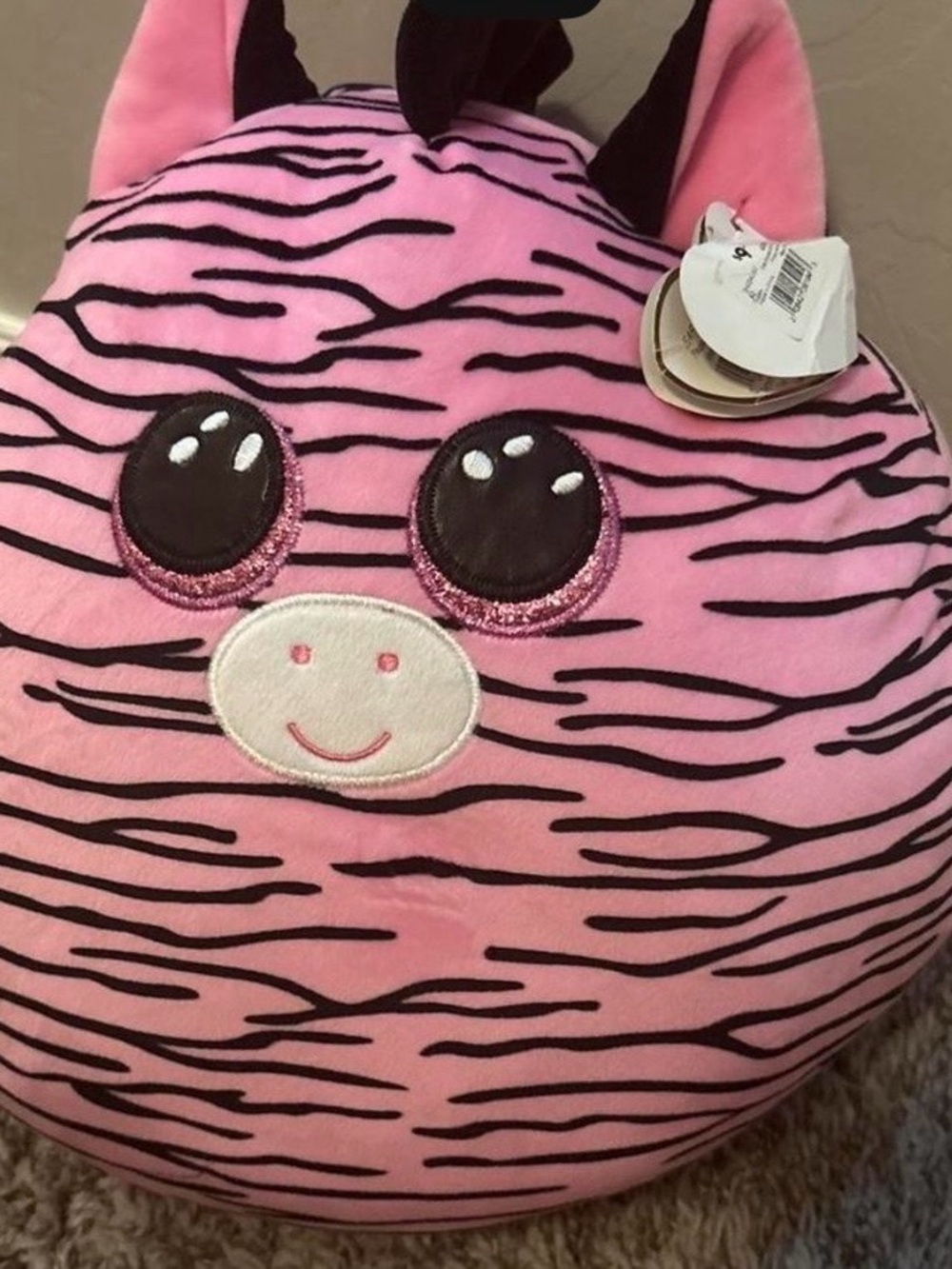 TY Plush Pink Zebra Kids Plush Toy Cushion - Cute Animal Pillow